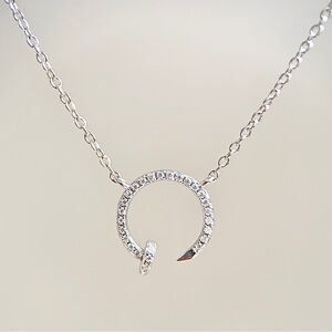 S925 Minimalist Moissanite Open Circle Nail Pendant Necklace